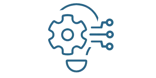 lightbulb with gear and circuit board lines