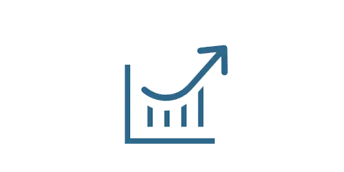 Icon Graphic representing growing trend with arrow pointing up and to the right