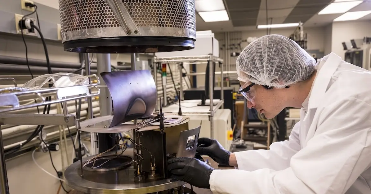 Person working on semiconductor lab equipment