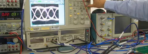 Testing equipment in the Analog Mixed Signal lab at Oregon State University.